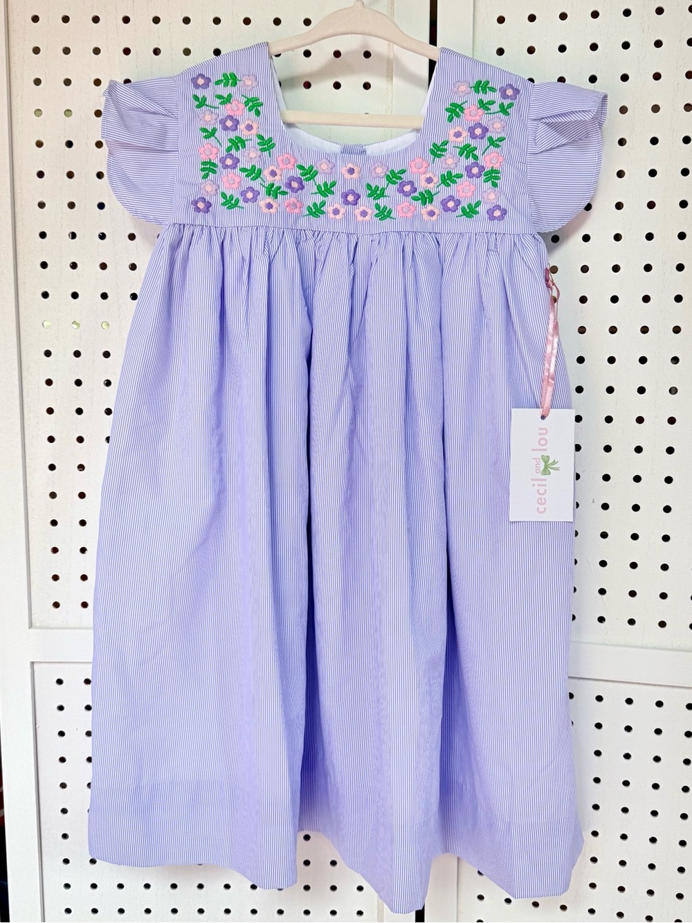 NWT Cecil & Lou Fiesta Collection Lavender Seersucker Smocked Dress - Size 8